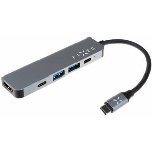 Port replikátor FIXED HUB Mini 5in1 USB-C-vel laptopokhoz és tabletelhez, szürke
