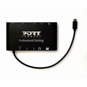 Dokkoló állomás PORT CONNECT Dokkoló állomás 8 az 1-ben LAN, HDMI, mini Display Port, VGA, USB-C 60 W, 3x USB-A