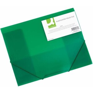 Iratrendező mappa Q-CONNECT A4 szárnyakkal és gumiszalaggal, átlátszó zöld színű