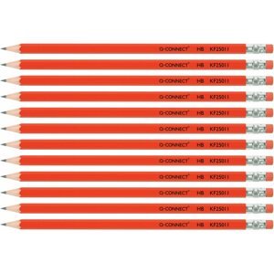 Ceruza Q-CONNECT HB, hatszögű, radírral - 12 darabos csomagolás