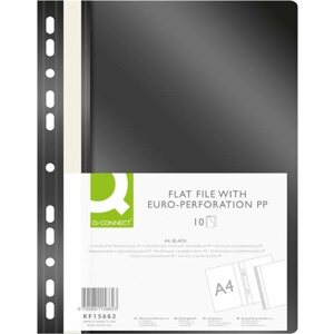 Iratrendező mappa Q-CONNECT A4 euro-perforálással PP, fekete - 10 db-os csomag