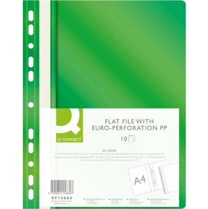 Iratrendező mappa Q-CONNECT A4 euro-perforálással PP, zöld - 10 db-os csomag
