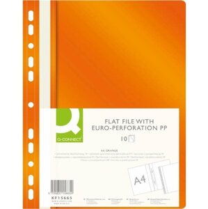 Iratrendező mappa Q-CONNECT A4 euro-perforálással PP, narancssárga - 10 db-os csomag