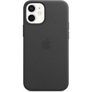Telefon tok Apple iPhone 12 Mini fekete bőr MagSafe tok