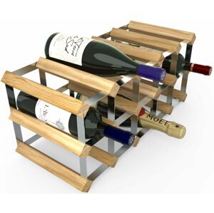 Bortartó állvány RTA bortartó állvány 15 borosüvegnek, világos tölgyfa - horganyzott acél / lapra szerelve