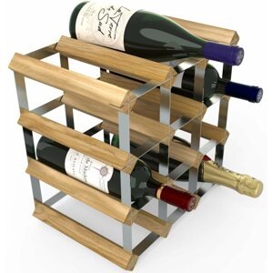 Bortartó állvány RTA bortartó állvány 12 borosüvegnek, világos tölgyfa - horganyzott acél / lapra szerelve