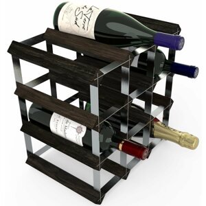 Bortartó RTA bortartó állvány 12 borosüvegnek, fekete kőris - horganyzott acél / lapra szerelve