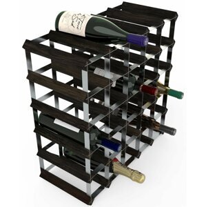 Bortartó állvány RTA bortartó állvány 30 borosüvegnek, fekete kőris - horganyzott acél / lapra szerelve