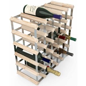 Bortartó RTA bortartó állvány 30 borosüvegnek, natúr fenyőfa - horganyzott acél / lapra szerelve
