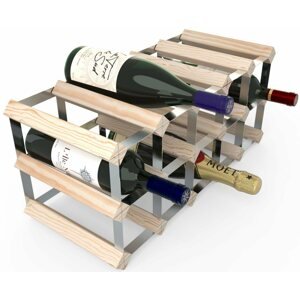 Bortartó RTA bortartó állvány 15 borosüvegnek, natúr fenyőfa - horganyzott acél / lapra szerelve