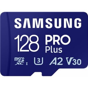 Memóriakártya Samsung MicroSDXC 128 GB PRO Plus + USB adapter (2023)