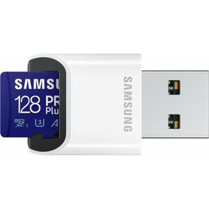 Memóriakártya Samsung MicroSDXC 128GB PRO Plus + USB-adapter