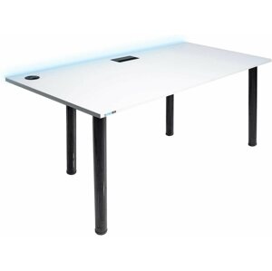 Gaming asztal SYBERDESK 139 x 68 cm, LED, USB Port, fehér