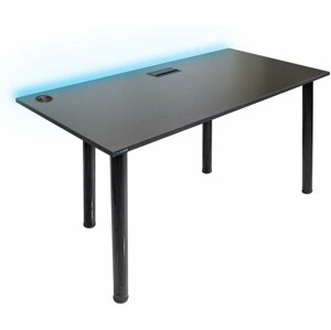 Gaming asztal SYBERDESK 139 x 68 cm, LED, USB Port, fekete