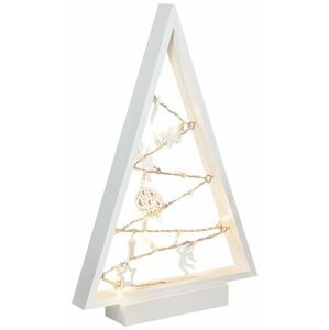 Karácsonyi világítás LED fa karácsonyfa díszekkel, 15LED, natúr fa, 37cm, 2x AA