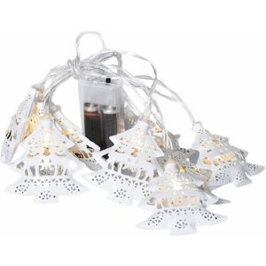 Karácsonyi világítás LED lánc karácsonyfák, fém, fehér, 10LED, 1m, 2x AA, IP20
