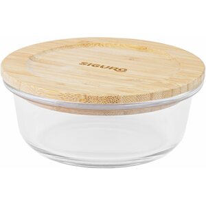 Tárolóedény Siguro Glass Seal Bamboo élelmiszertároló edény 0,4 l, 6 x 13 x 13 cm