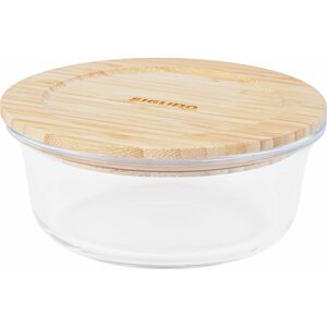 Tárolóedény Siguro Glass Seal Bamboo élelmiszertároló edény 0,6 l, 6,5 x 15 x 15 cm