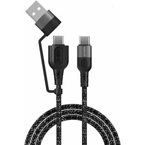 Adatkábel 4smarts USB-A and USB-C to USB-C Cable ComboCord CA 1.5m fabric monochrome