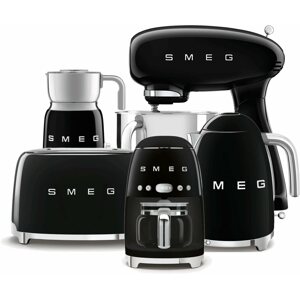 Szett SMEG 50's Retro Style 4,8 l-es konyhai robotgép fekete, rozsdamentes acél tállal + motorháztető + Sü