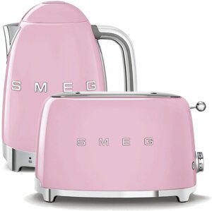 Szett SMEG 50's Retro Style vízforraló 1,7 l LED kijelző rózsaszín + SMEG 50's Retro Sty kenyérpirító