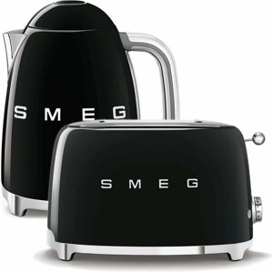 Szett vízforraló SMEG 50's Retro Style 1,7l fekete + kenyérpirító SMEG 50's Retro Style 2x2 fekete 95