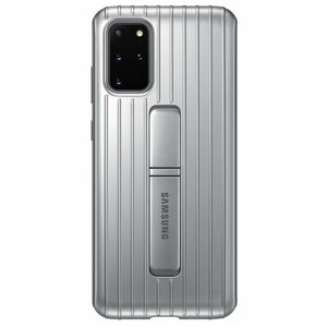 Telefon tok Samsung Galaxy S20+ ezüst ütésálló állványos tok
