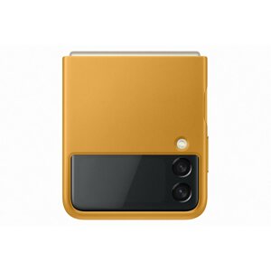 Telefon tok Samsung Galaxy Z Flip3 mustársárga bőr tok