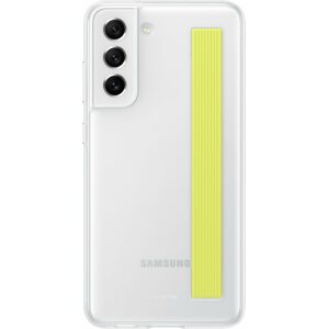 Telefon tok Samsung Galaxy S21 FE 5G félig átlátszó fehér tok pánttal
