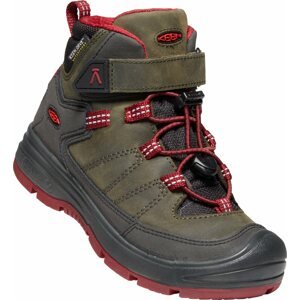 Trekking cipő Keen Redwood Mid WP Y steel grey/red dahlia EU 32,5 / 197 mm