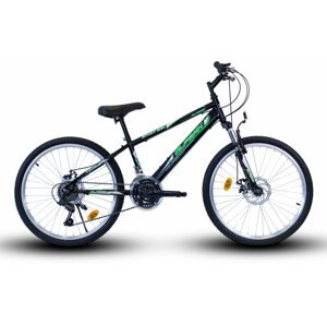Gyerek kerékpár OLPRAN 24 Spirit SUS full disc fekete/zöld