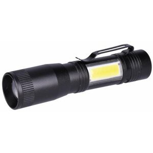 Baterka Solight LED kovová svítlna 3W + COB, 150 + 60lm, AA, černá