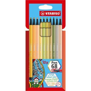 Filctoll STABILO Pen 68, új színek, tokban, 10 szín