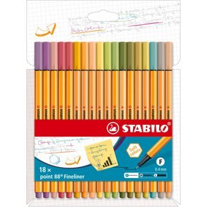 Liner STABILO point 88, új színek, tok, 18 szín