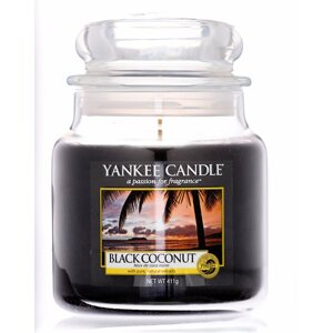 Gyertya YANKEE CANDLE Classic Black Coconut, közepes méretű, 411 gramm