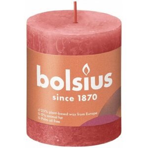 Gyertya BOLSIUS rusztikus gyertya virágos rózsaszín 80 × 68 mm