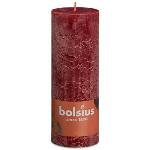 Gyertya BOLSIUS rusztikus oszlop, bársonyos vörös 190 × 68 mm