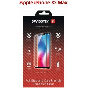 Üvegfólia Swissten Case Friendly iPhone XS Max készülékhez, fekete
