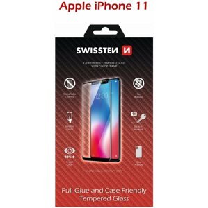 Üvegfólia Swissten Case Friendly  iPhone 11 készülékhez, fekete