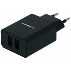 Hálózati adapter Swissten hálózati adapter SMART IC 2.1A + mikro USB kábel 1,2 m fekete