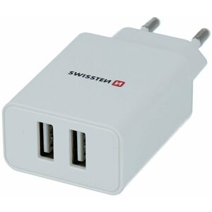 Hálózati adapter Swissten hálózati adapter SMART IC 2.1A + mikro USB kábel 1,2 m fehér