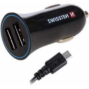 Autós töltő Swissten adapter 2,4 A + 1,5 m-es micro USB kábel