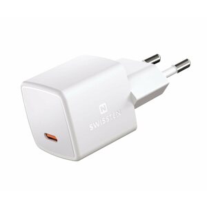Töltő adapter Swissten Mini hálózati adapter GaN USB-C 25W-os tápellátás