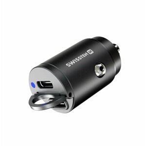 Autós töltő Swissten CL Power Delivery adapter 2x USB-C Nano fekete