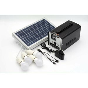 Nabíjecí stanice Technaxx Solární nabíjecí stanice, panel 18W + baterie SLA 12V/7000mAh s LED žárovkami, TX-200
