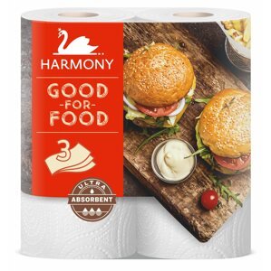 Konyhai papírtörlő HARMONY Good For Food (2 db), háromrétegű