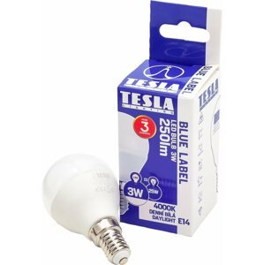 LED izzó TESLA LED MINIGLOBE BULB, E14, 3 W, 250 lm, 4000 K, nappali fehér