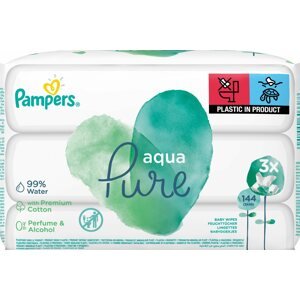 Popsitörlő PAMPERS Aqua Pure nedves törlőkendők 3 × 48 db