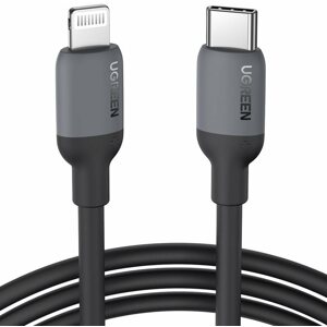 Adatkábel UGREEN USB-C to Lightning Silicone Cable 1 m (Black)