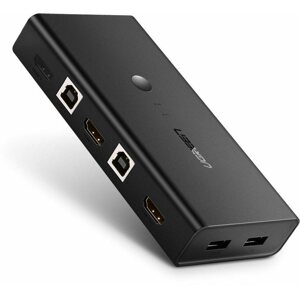 Kapcsoló Ugreen 2 In 1 Out HDMI + USB-B + USB-A KVM Switch Black
